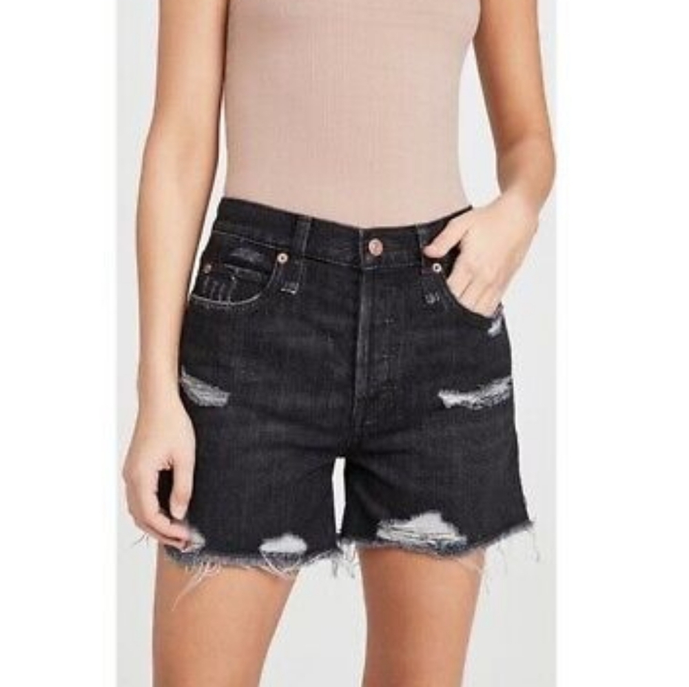 FP We The Free Black Denim Shorts